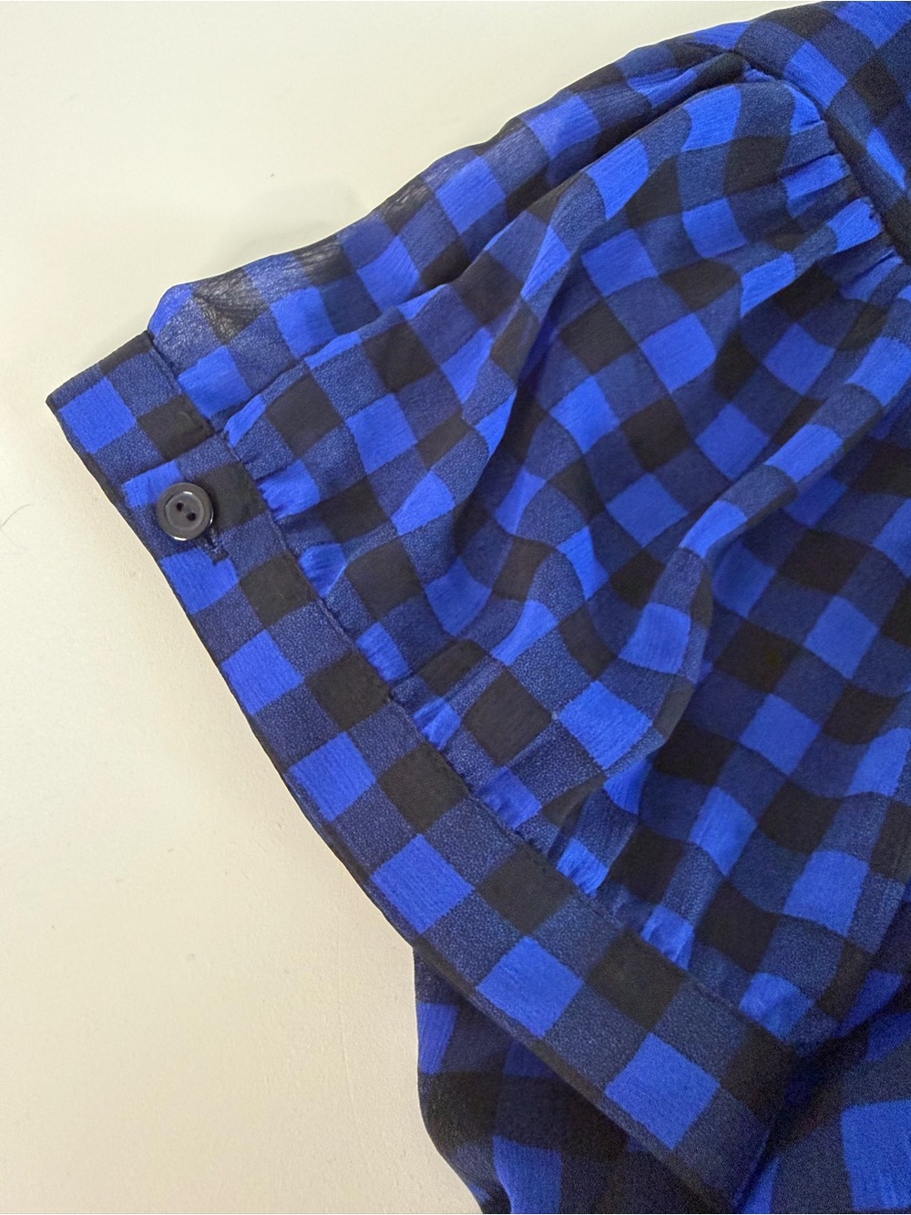 Smart Set Blue and Black Check Ruffle-Trim Dress - Form Flattering - Size 15